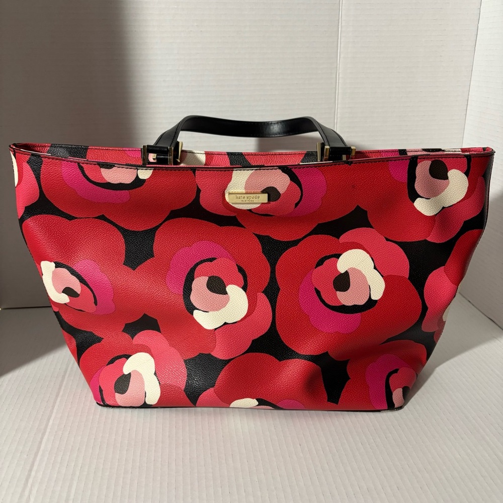 KATE SPADE XL Ellison Avenue Sidney Black Red Floral Print Tote bag